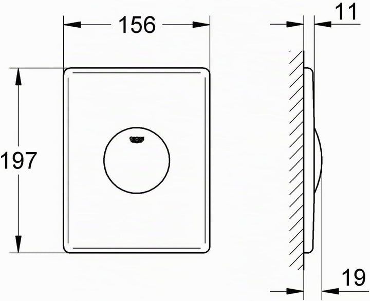 GROHE Skate - Abdeckplatte (senkrechte Montage, 156 x 197 mm, Druckknopfbetätigung, aus ABS Kunststo