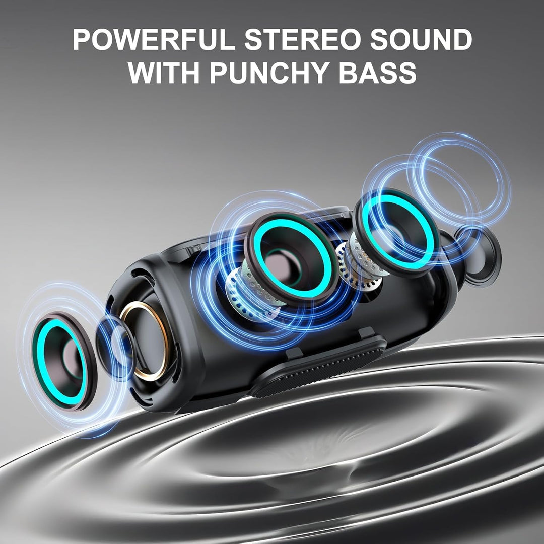Matast Tragbarer Bluetooth Lautsprecher mit Griff, 6000mAh BT5.4 Drahtloser Stereo mit 36 Std, Koppl