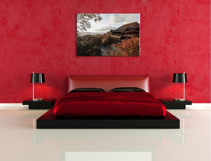 rieisger Kiyomizu-dera Tempel in Kyoto schwarz/weiss Format: 100x70 auf Leinwand, XXL riesige Bilder