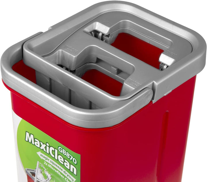 GreenBlue MaxiClean GB870 Flachmopp mit Eimer und Auswringer | 2 Mikrofaser-Einsätze Zweikammersyste