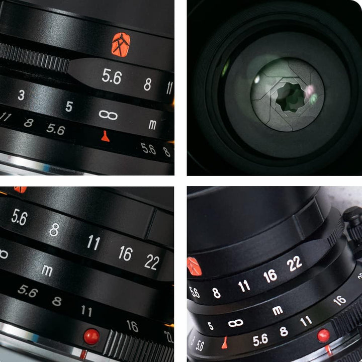 7artisans M28mm F5.6 Vollbild-Objektiv mit manueller Fokus, Prime Kamera mit Gegenlichtblende für Le