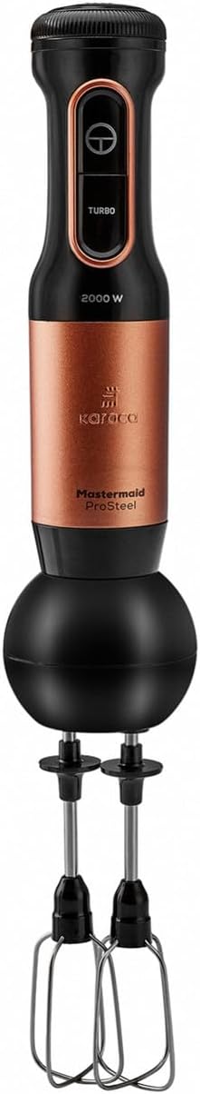 Karaca Mastermaid Küchenroboter aus Stahlglas, Langer Mixer, 2500 W, Black Copper
