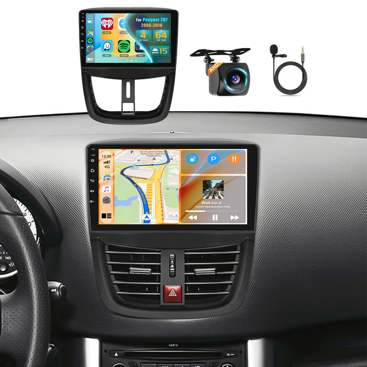 Inefala 4G+64G Autoradio Android 15 für Peugeot 207 2006-2010, 9" Touchscreen Wireless CarPlay, Andr