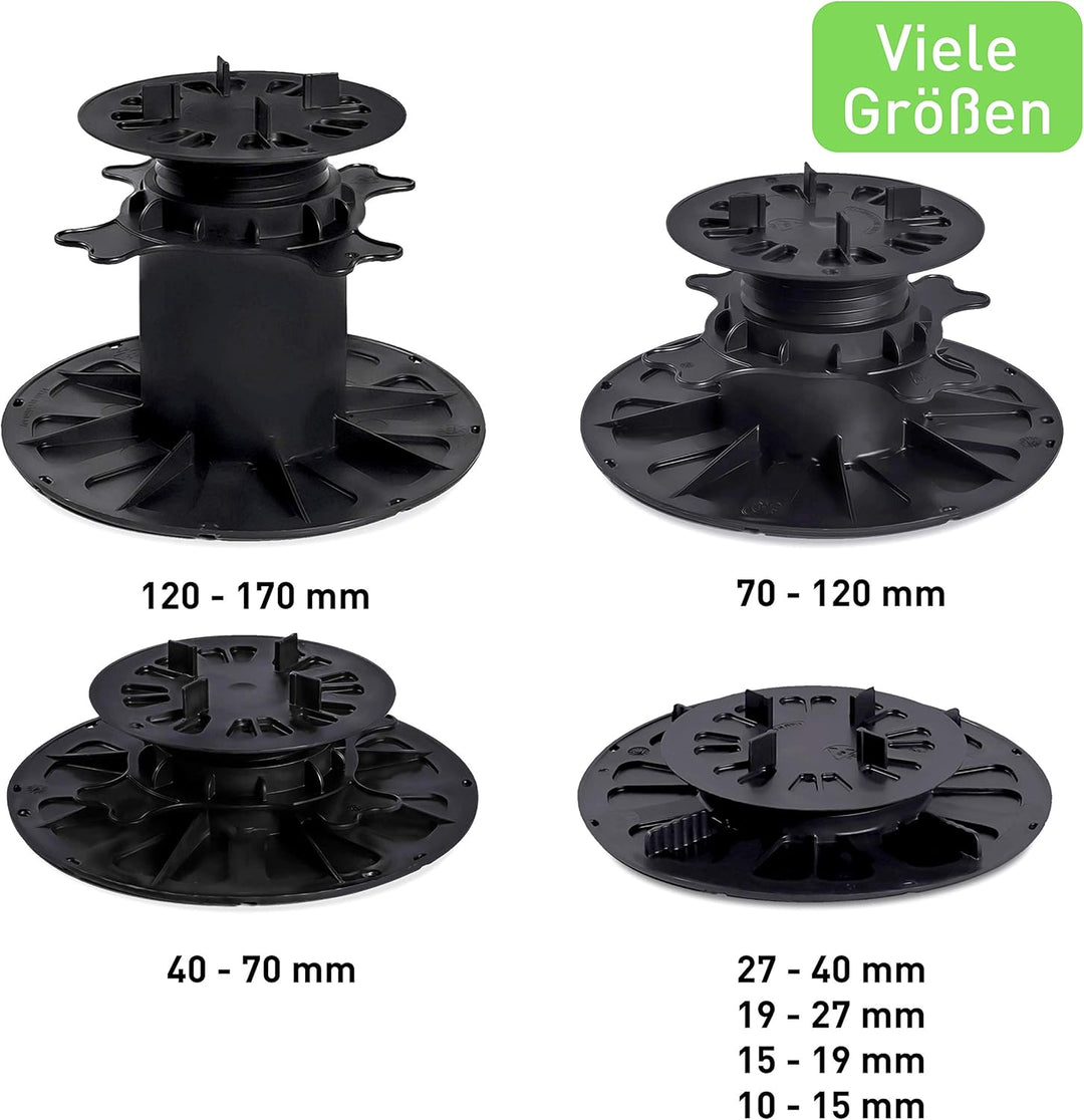 Plattenlager höhenverstellbar (4,0-6,9cm - 26 Stück) - Stelzlager für Terrassenplatten - Stellfüsse