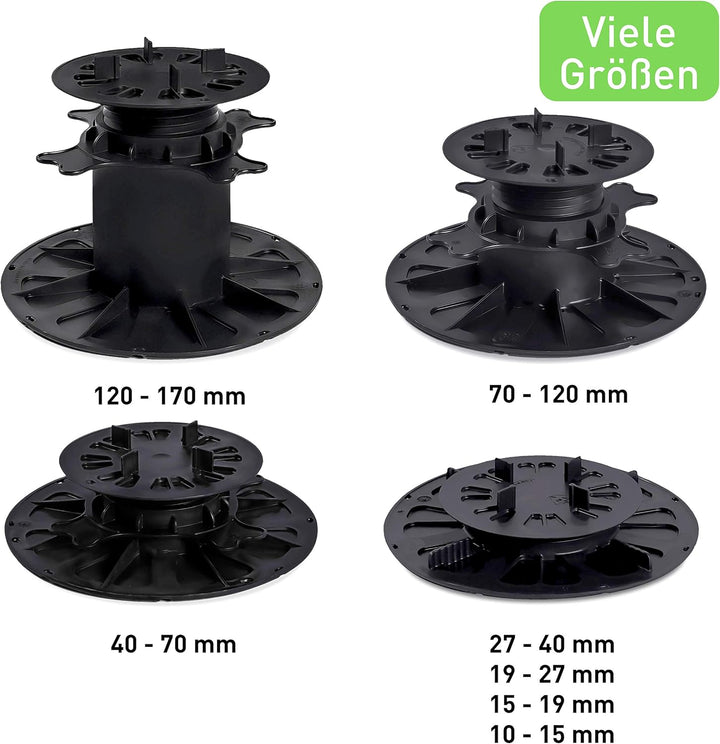 Plattenlager höhenverstellbar (4,0-6,9cm - 26 Stück) - Stelzlager für Terrassenplatten - Stellfüsse