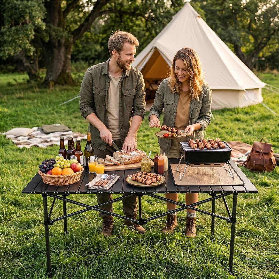 Campingtisch Faltbar Klapptisch, Campingtisch Klappbar, Aufrollbare Tischplatte 96x56x50cm, Falttisc