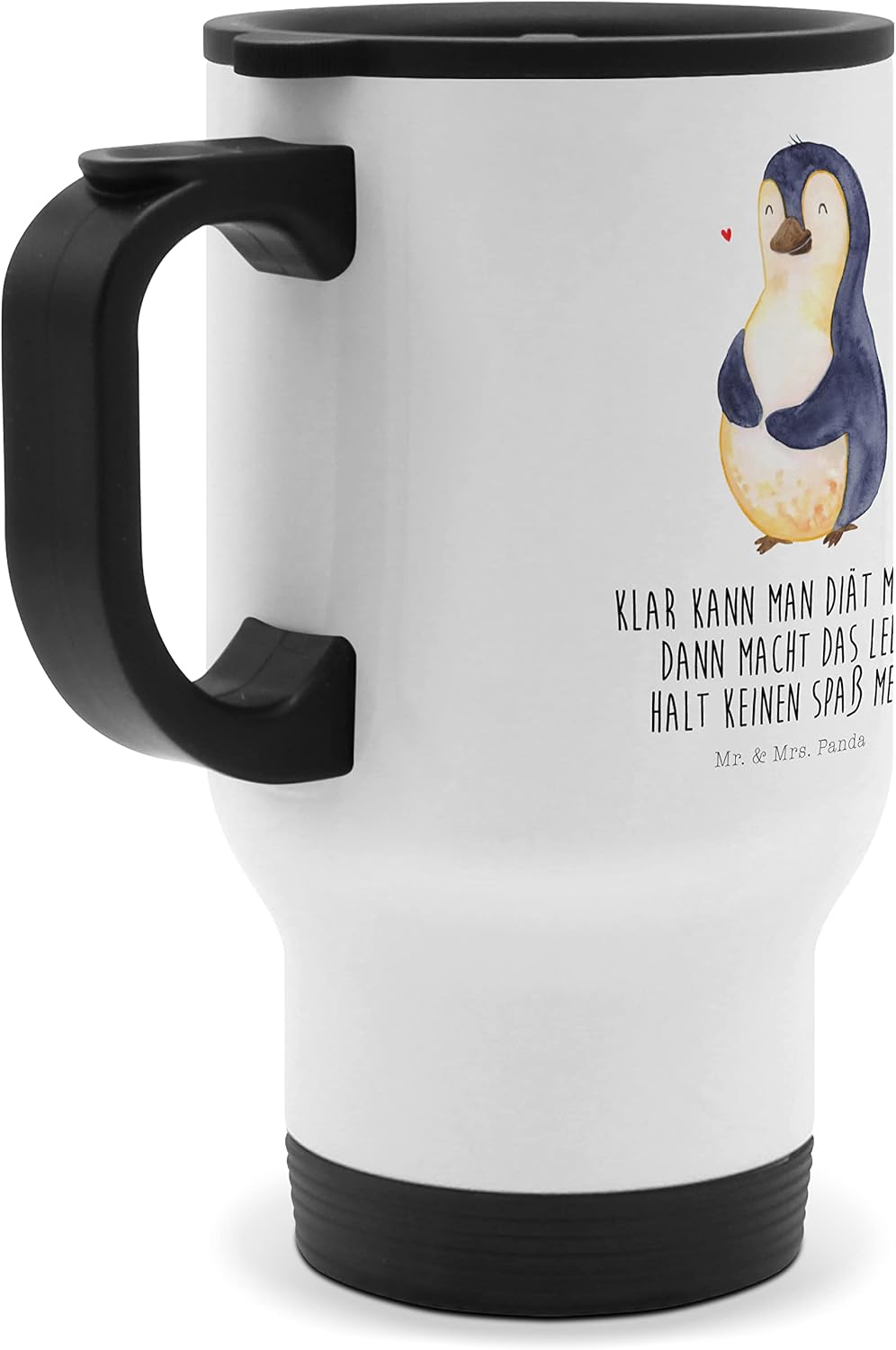 Mr. &amp; Mrs. Panda Thermobecher Pinguin Diät - Geschenk, Kaffeetasse zum Mitnehmen, foodbaby, kugelrun