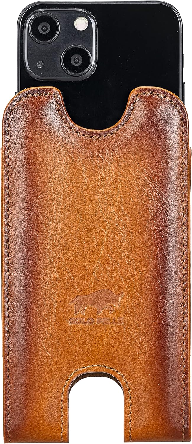 Solo Pelle Lederhülle für das iPhone 12 Mini + 13 Mini bis 5,4 Zoll Case Leder Hülle Ledertasche aus