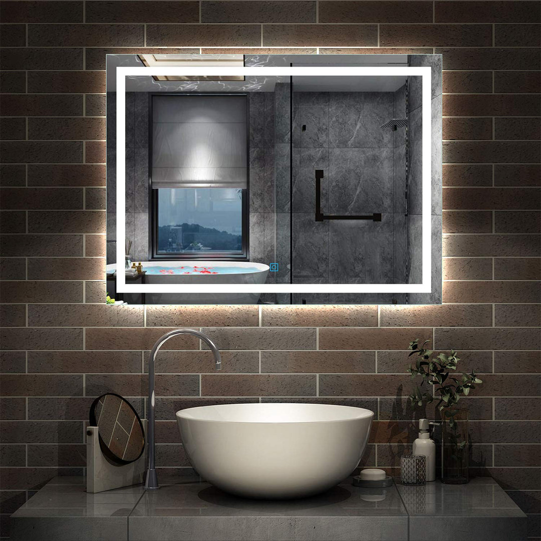 Aica Sanitär LED Badspiegel 100×70cm Badspiegel mit Beleuchtung Lichtspiegel Badezimmerspiegel Wands