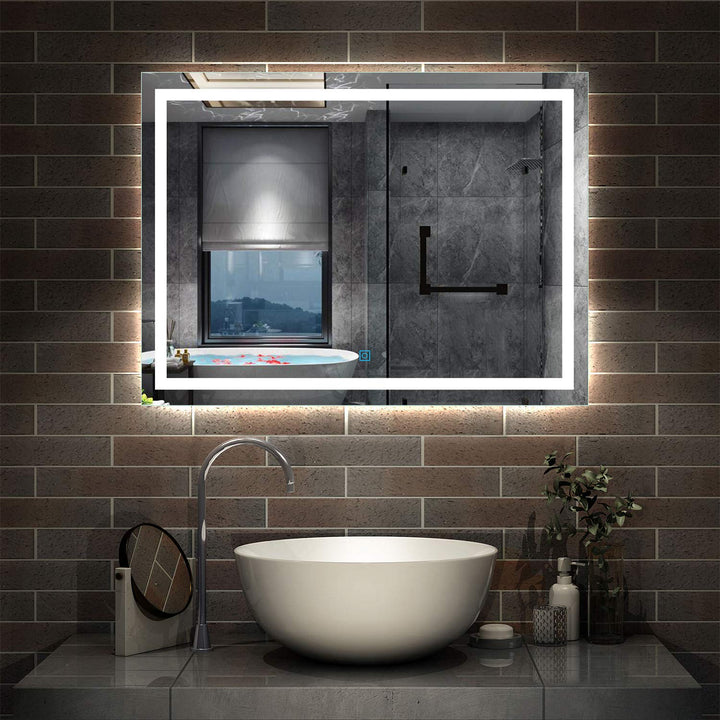 Aica Sanitär LED Badspiegel 100×70cm Badspiegel mit Beleuchtung Lichtspiegel Badezimmerspiegel Wands