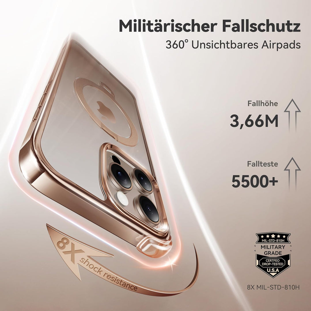 CASEKOO Titan Wüstensand Original für iPhone 16 Pro Hülle mit MagSafe [360° Drehständer] [Kratzfest