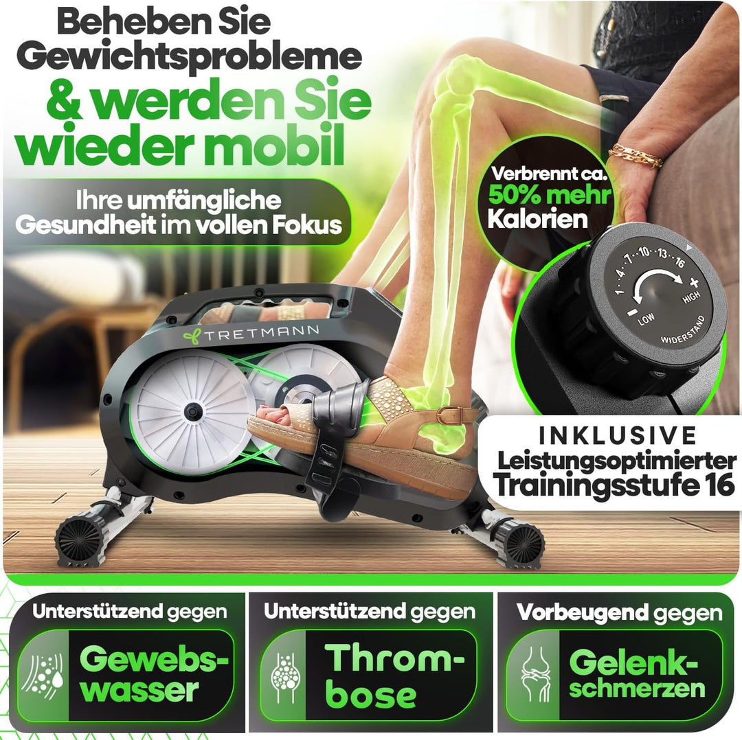 Neu Tretmann Pedaltrainer Set -extra Leise & gelenkschonend - ink. Befestigungsband -DEKRA Geprüft-