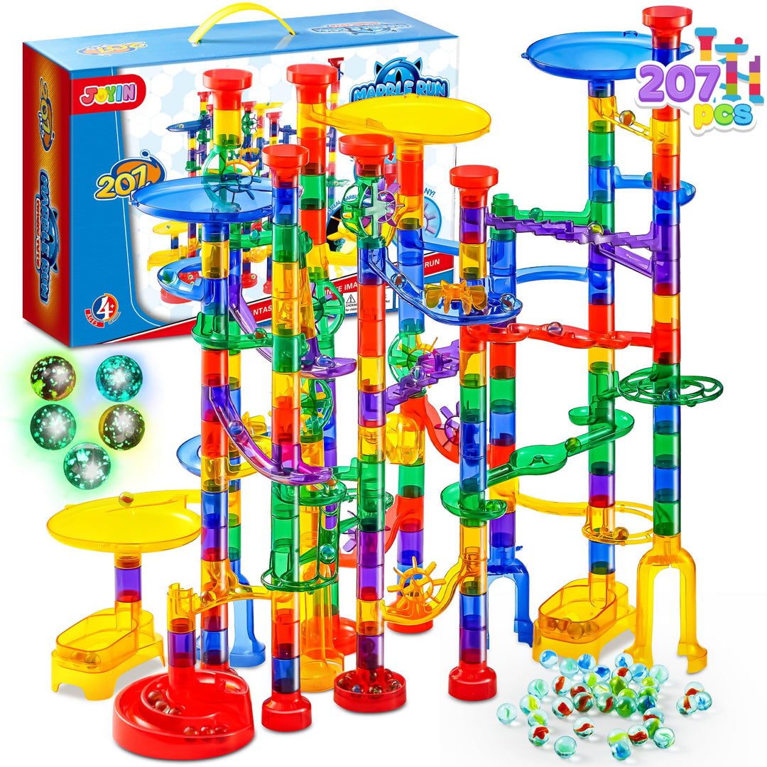 JOYIN 207 Stück leuchtende Murmeln, Bausteine, Spielzeug, 5 leuchtende Glasmurmeln, Stem-Spielzeug f