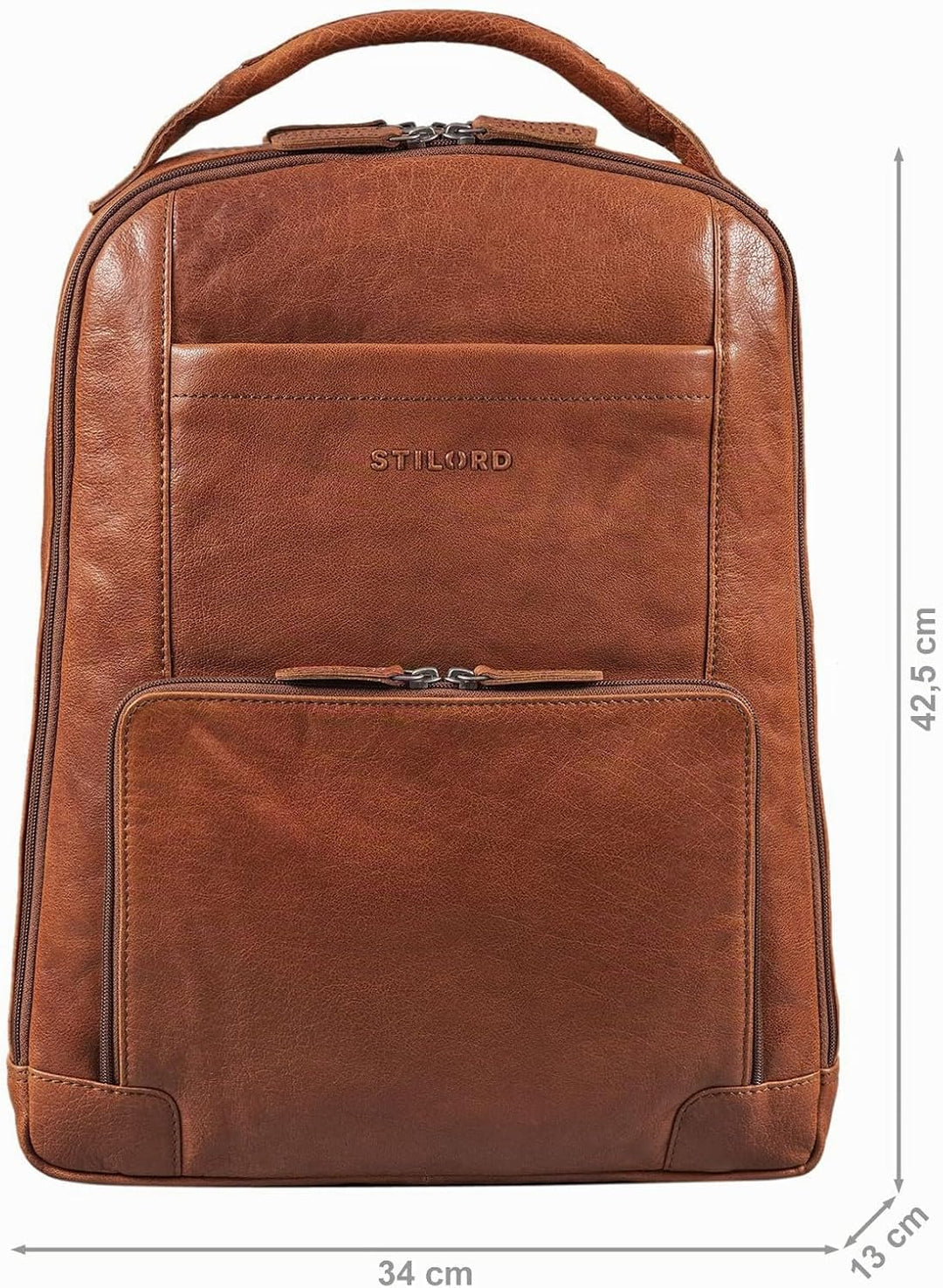 STILORD XL Herren-Businessrucksack aus Leder braun - 15-17 Zoll grosser Arbeitsrucksack - Männer Lap