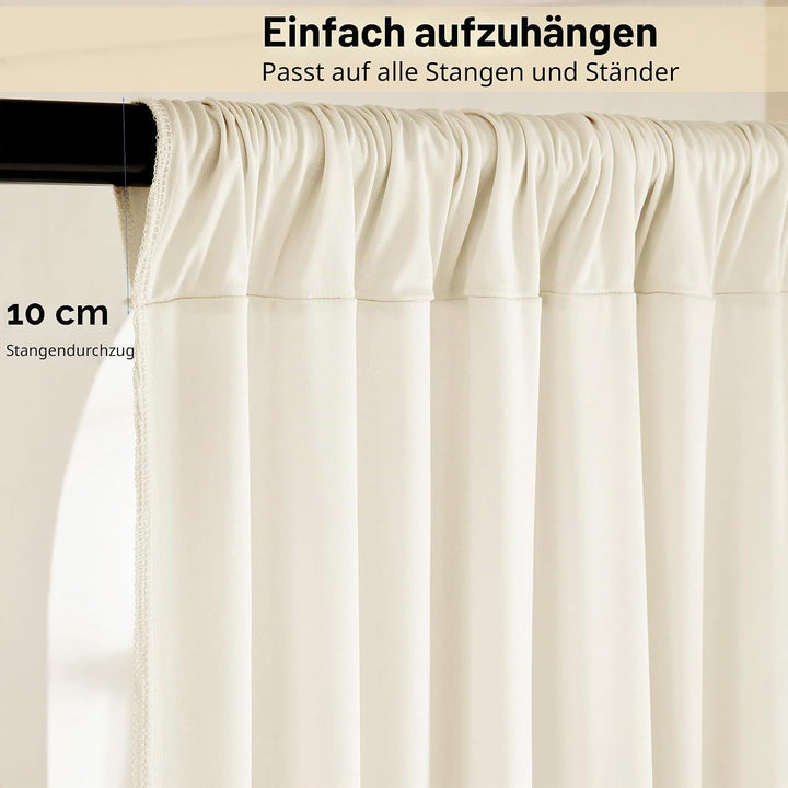 3×3 m Elfenbein Hochzeit Hintergrund Vorhang, 2 Platten 1,5×3 m Faltenfreie seidige Glatte Polyester