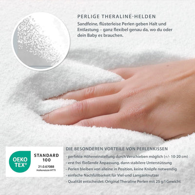 Theraline Das Original Schwangerschafts- & Stillkissen | gefüllt mit sandfeinen Original-Perlen | in