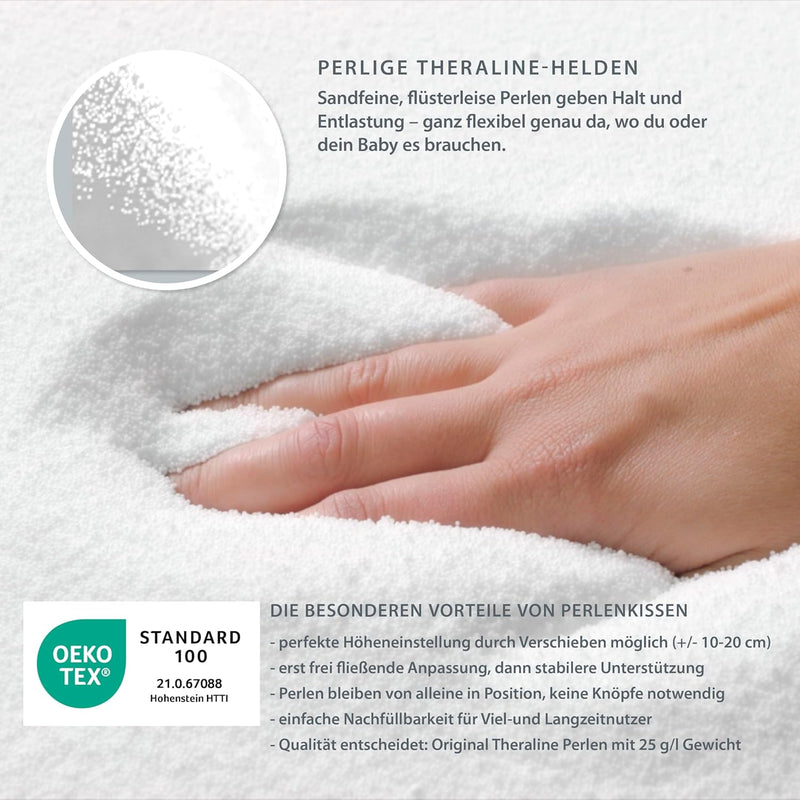 Theraline Das Original Schwangerschafts- & Stillkissen | gefüllt mit sandfeinen Original-Perlen | in