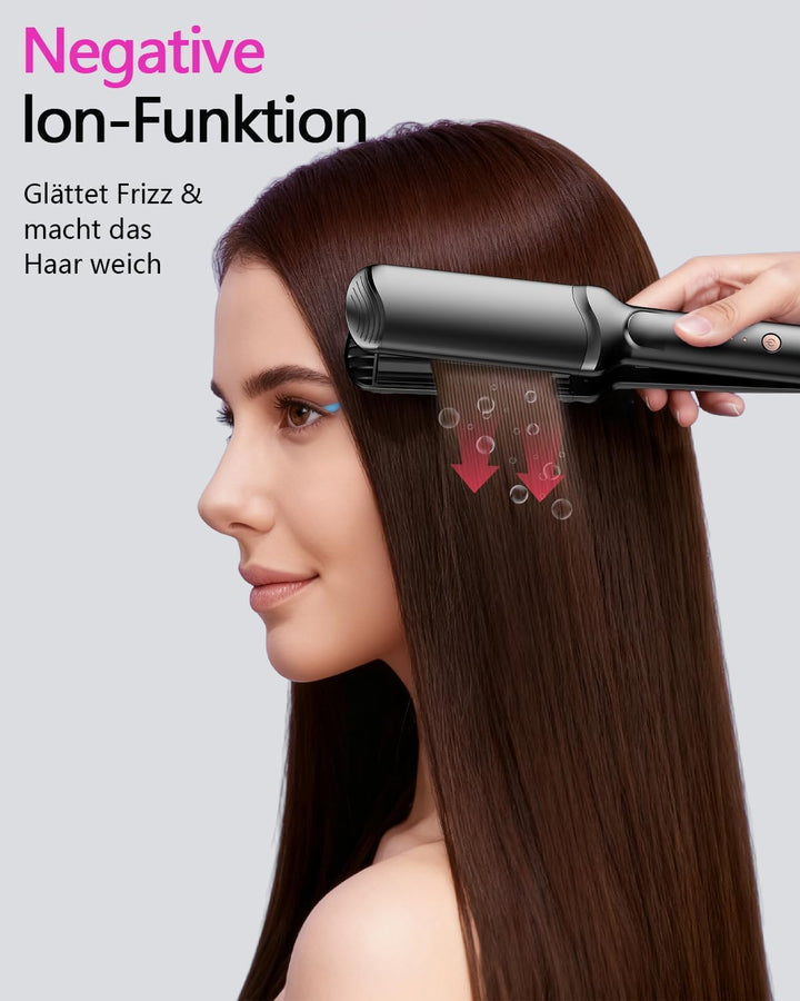 Welleneisen für Beach Waves, 4 in 1 Haarglätter Kreppeisen Multistyler Keramik Glätteisen und Wellei