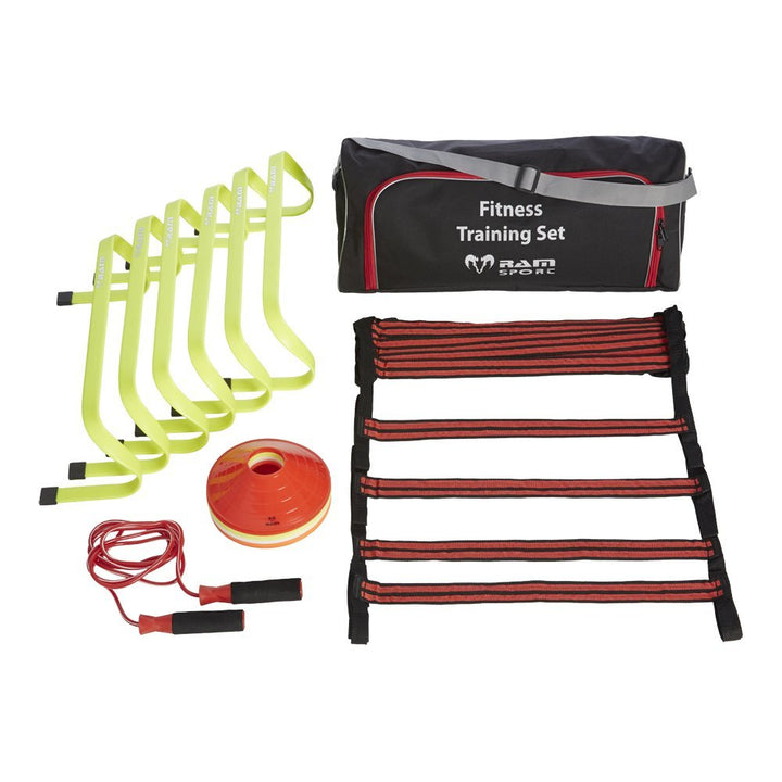 RAM Sports - Top Koordinationstraining Set für Indoor Outdoor Training - 6X Hürden, 5m Trainingsleit