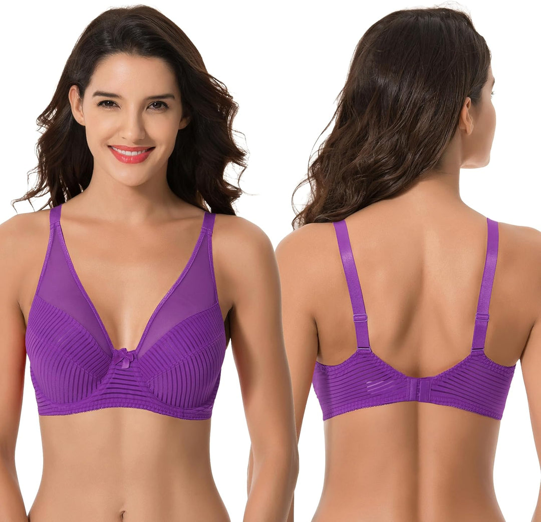 Curve Muse Damen Übergrösse Minimierer Ungefüttert Bügel Vollständige Abdeckung BH 75F Mint,purple,t