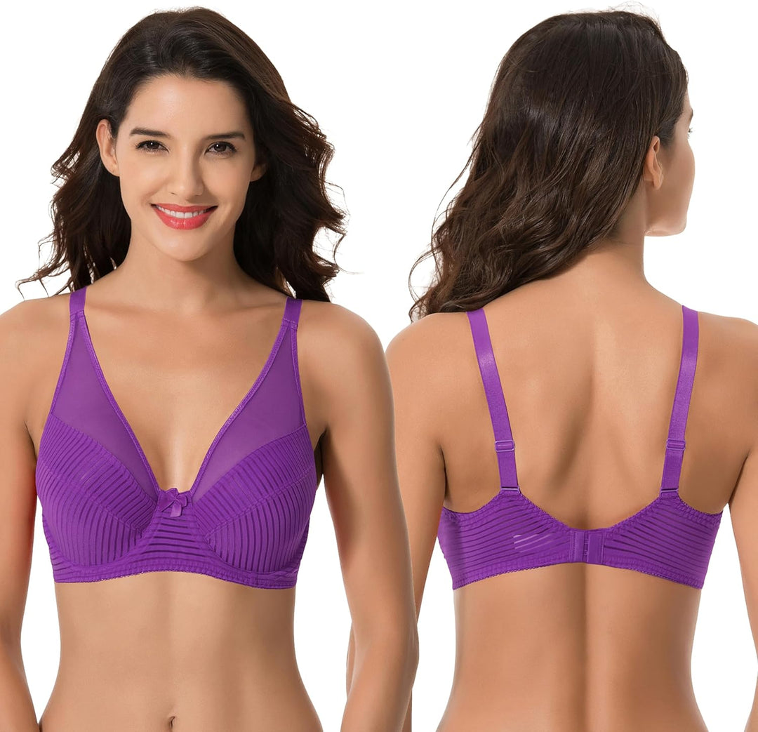 Curve Muse Damen Übergrösse Minimierer Ungefüttert Bügel Vollständige Abdeckung BH 75D Mint,purple,t