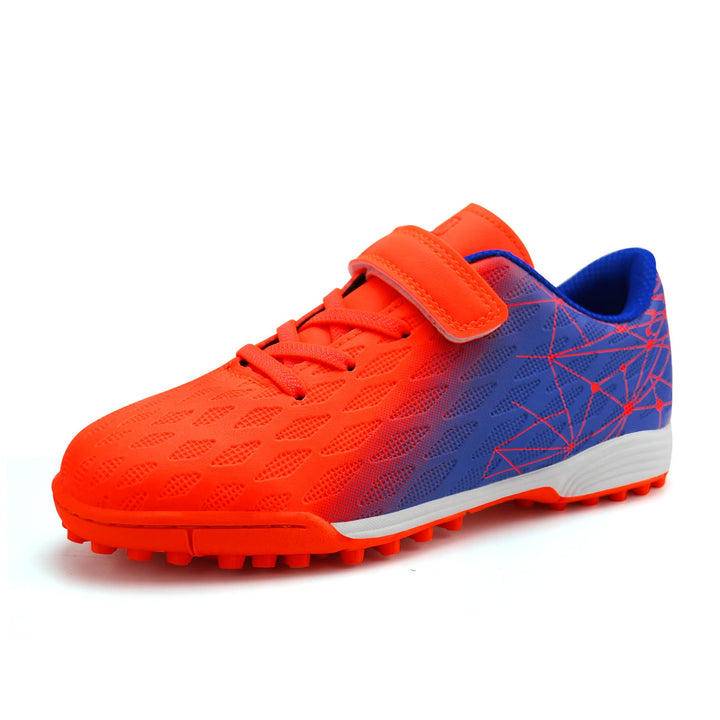 JABASIC Hallen Fussballschuhe Kinder Jungen Mädchen Fussballschuhe Kinder Kunstrasen, Orange Blau