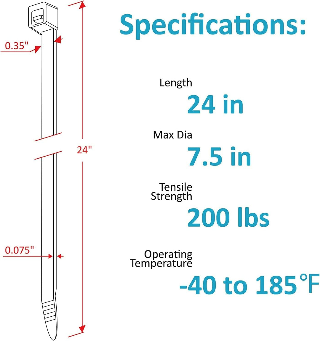 SWEED 250 Stück 600mm Kabelbinder Schwarz lang, Zip Kabelbinde Gross Auch UV Beständig, Schwarze Kab