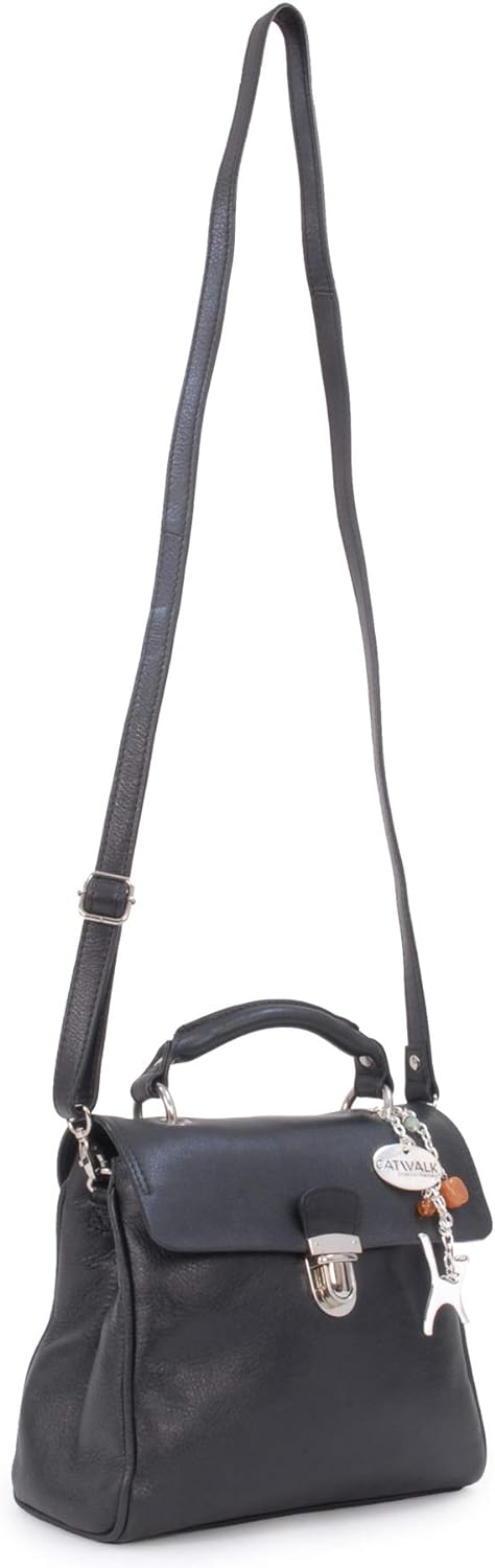 Catwalk Collection Handbags - Vintage Leder - Handtasche/Schultasche/Henkeltasche - Handtasche mit S