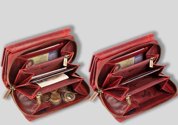 MATADOR Damen Leder Geldbörse TüV geprüfter RFID & NFC Schutz Frauen Portemonnaie Ladies Wallet Red/