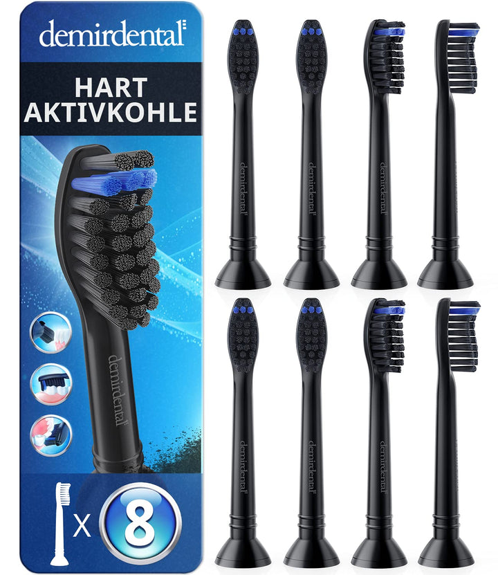 8er demirdental Ersatzbürsten passend für Philips Sonicare, Aktivkohle Aufsätze & Aufsteckbürsten, H