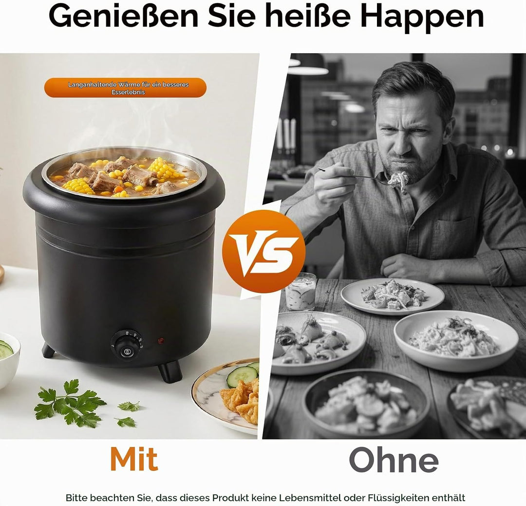 13L Suppenwärmer &amp; Suppenkessel, 400W Elektrisch Suppentopf Gastro Soup Warmhaltebehälter 30-85°C Ei