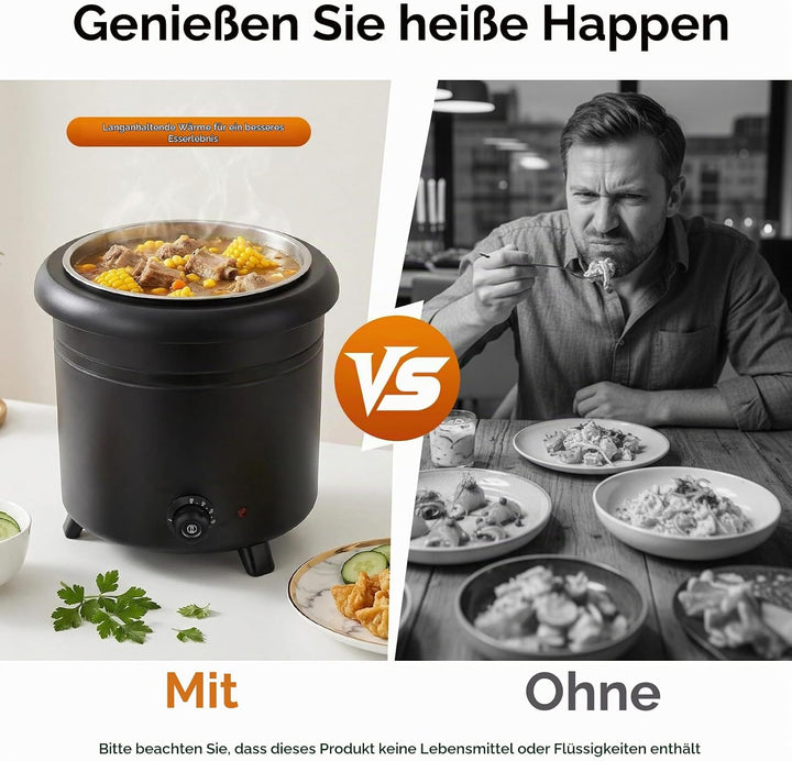 13L Suppenwärmer &amp; Suppenkessel, 400W Elektrisch Suppentopf Gastro Soup Warmhaltebehälter 30-85°C Ei