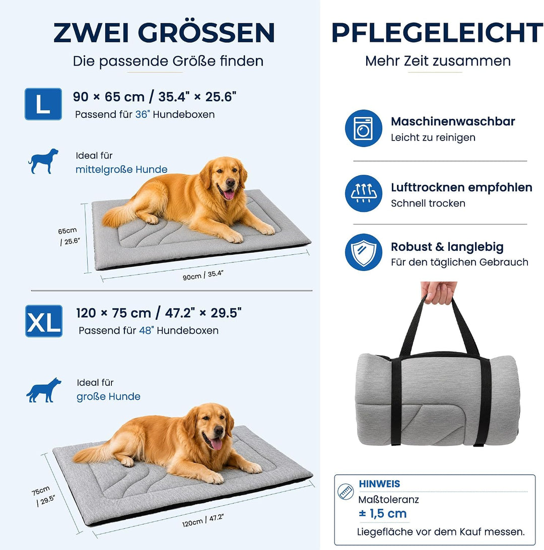 Kühlmatte für Hunde, waschbare Hundekühlmatte mit Q-Max ≥ 0,4 PE-Kühlgewebe, ca. 3 cm gepolstert, ru
