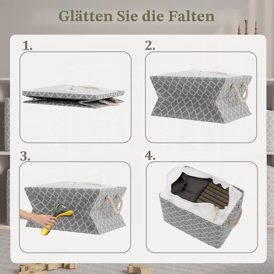 OUTBROS Grosser Aufbewahrungskorb, 34 x 24 x 20 cm Stoff Aufbewahrungsbox mit Kordelzug und Griff, f