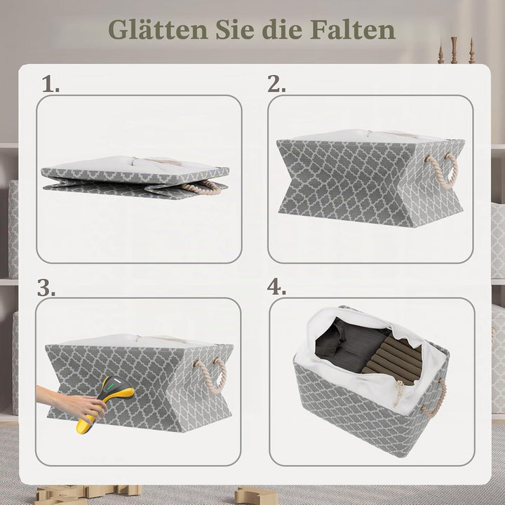 OUTBROS Grosser Aufbewahrungskorb, 34 x 24 x 20 cm Stoff Aufbewahrungsbox mit Kordelzug und Griff, f