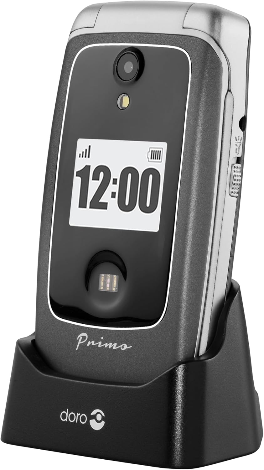 Primo 418 by Doro graphit GSM Grosstasten Mobiltelefon mit frossem Farbdisplay, Fallsensor, Taschenl