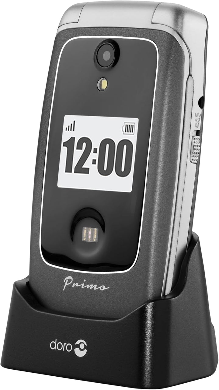 Primo 418 by Doro graphit GSM Grosstasten Mobiltelefon mit frossem Farbdisplay, Fallsensor, Taschenl