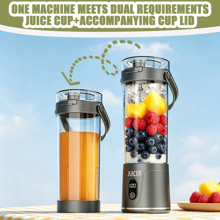 600ml Tragbarer Mixer Smoothie Maker to Go, Mini Standmixer, USB Aufladbarer, Kabellos Smoothie-Make