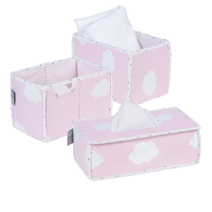 roba Pflegeorganiser Set 'Kleine Wolke rosa', 3tlg, 2 Boxen für Windeln & Zubehör, 1 Feuchttücherbox