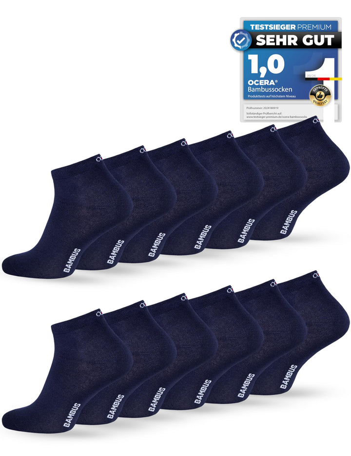 OCERA BAMBUS Kurzschaft Socken, 6 oder 12 Paar atmungsaktive Sneaker Socken aus nachhaltigen Bambusf