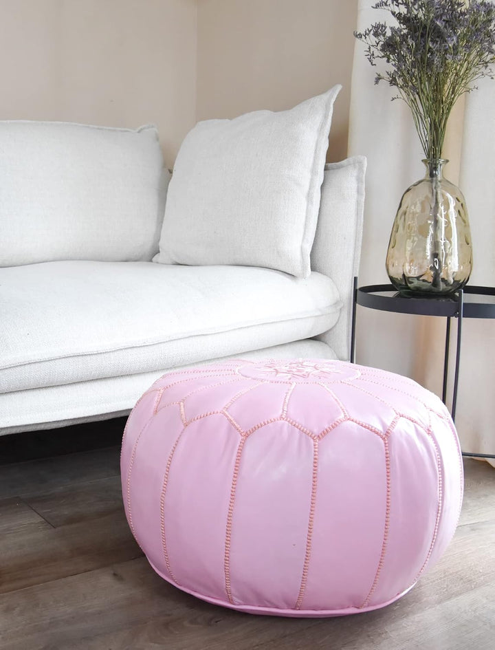 Poufs&amp;Pillows Premium Echt Leder Pouf - Handgefertigt - Gefüllt geliefert - Ottoman, Sitzsack, Fussh