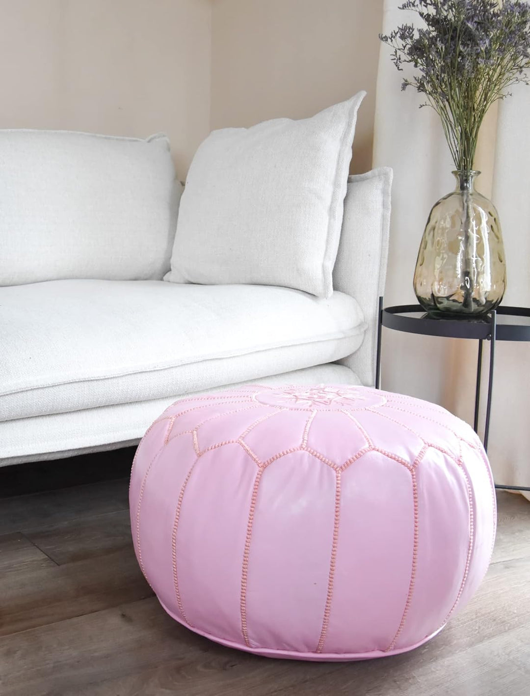 Poufs&Pillows Premium Echt Leder Pouf - Handgefertigt - Gefüllt geliefert - Ottoman, Sitzsack, Fussh