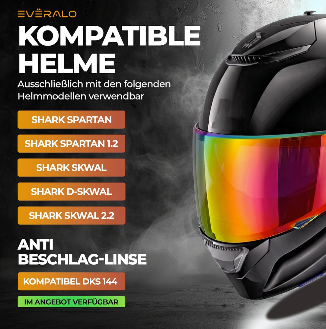 Everalo Kompatibel mit Shark Skwal 2 Visier - Spartan - Spartan 1.2 - Skwal - D Skwal - Helmvisier V