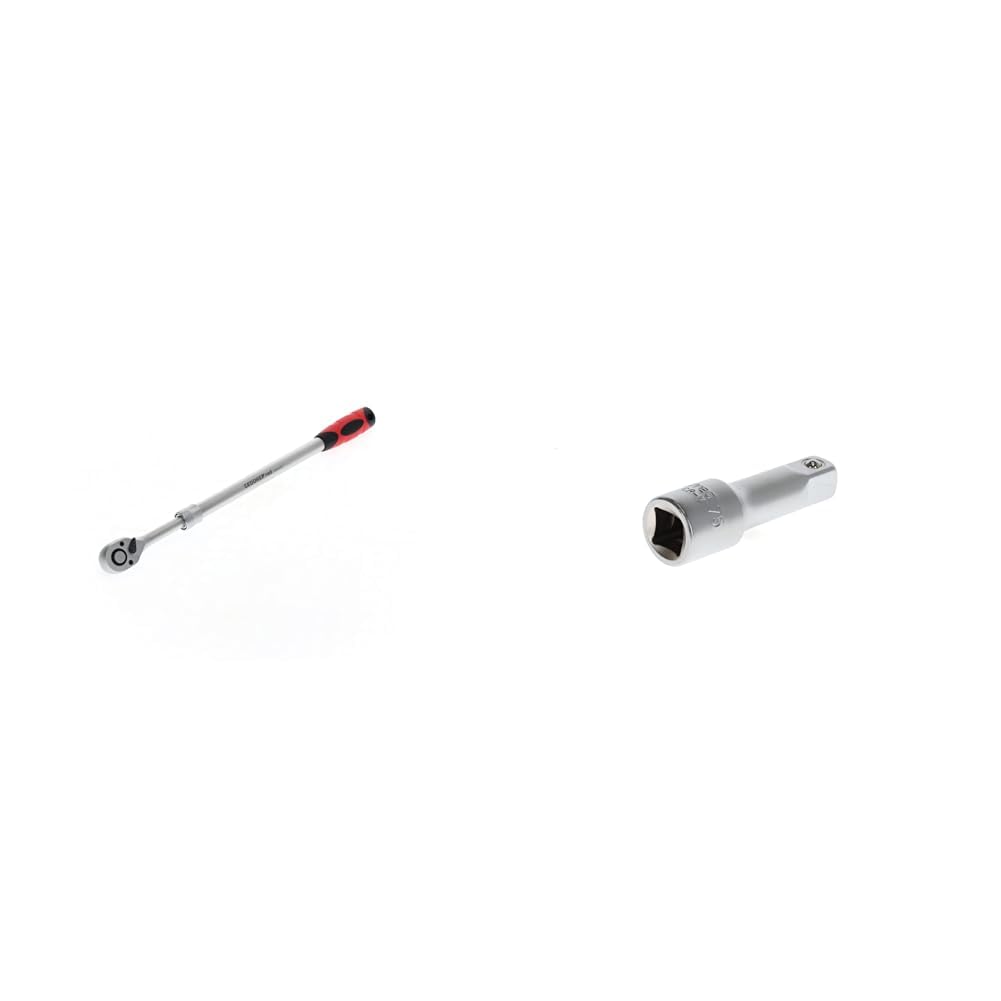 GEDORE red Teleskopknarre, Umschaltbar, Mit Druckknopfauslösung, 1/2 Zoll, Ergonomischer 2K-Griff, S