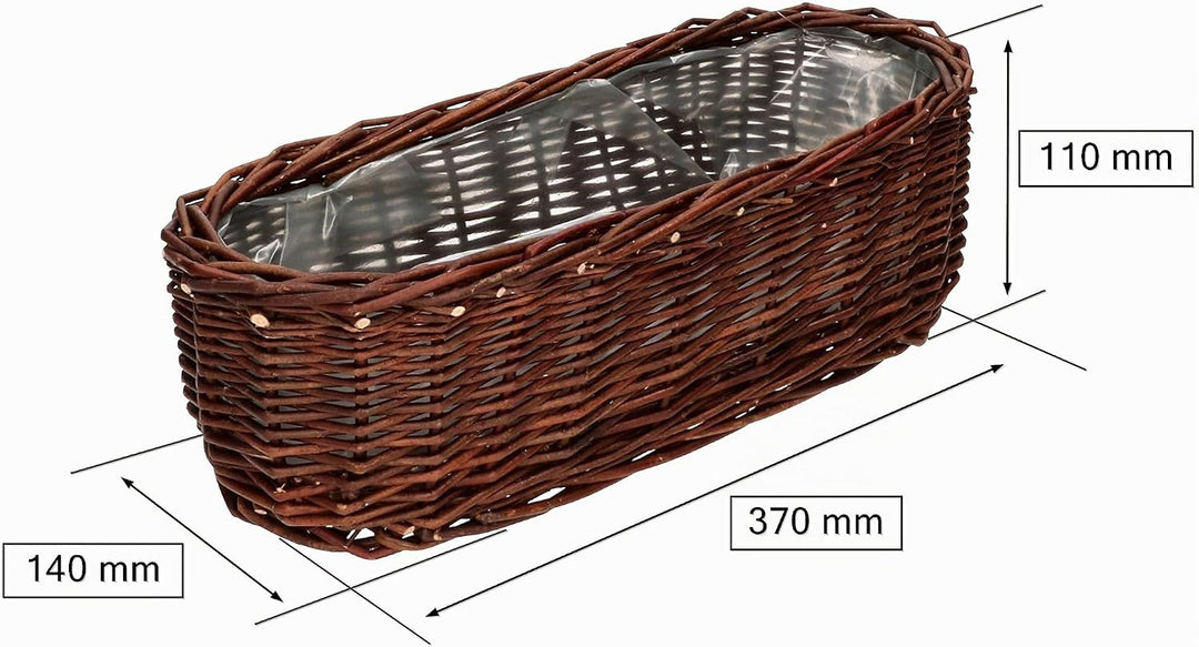 KOTARBAU® 2er Set Übertopf aus Weide Flechtwaren Blumentopf Oval für Blumen Pflanzen Naturkorb 40 cm