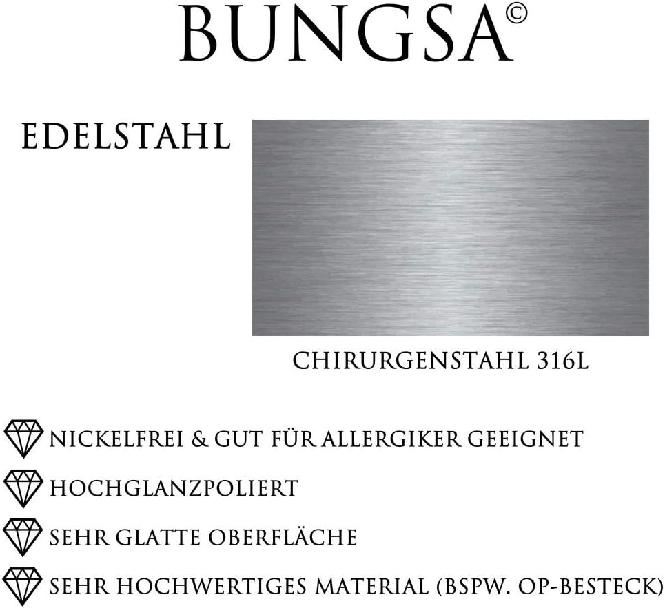Bungsa Schwarzes Lederarmband mit Edelstahl-Röhre im Rauten-Design und Magnetverschluss