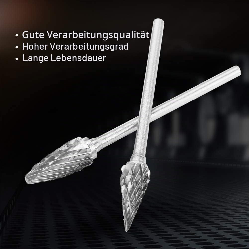 10 Stück Hartmetall Rotations Bits 2,35 mm Schaft Drehfeile Hartmetall Frässtifte Set Werkzeuge für