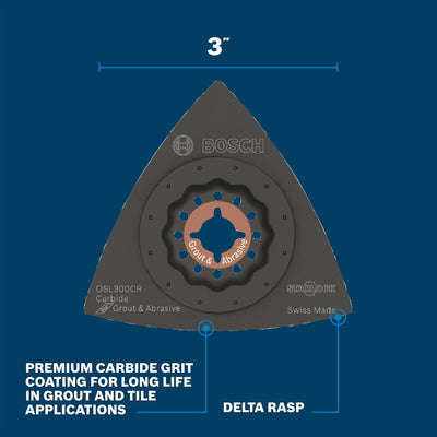 BOSCH Starlock OSL300CR Oszillierendes Multifunktionswerkzeug Hartmetall-Körnung, Delta-Raspel, 7,6