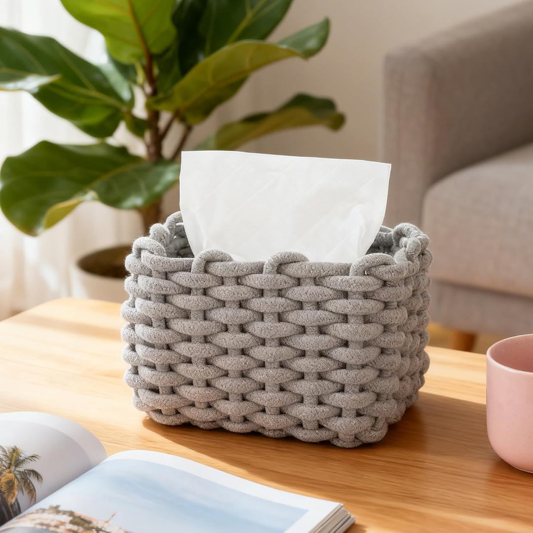 STARVAST 3 Stück Burr Basket 20 x 15 x 12 cm Häkelkorb Quadrat Aufbewahrungskorb Klein Organizer Kor