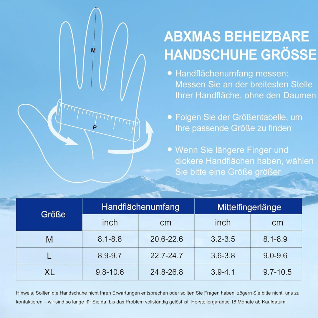 Beheizte Handschuhe für Männer oder Frauen, 7,4V 3200mAh Elektrische Batterie, Selbstheizende Handsc